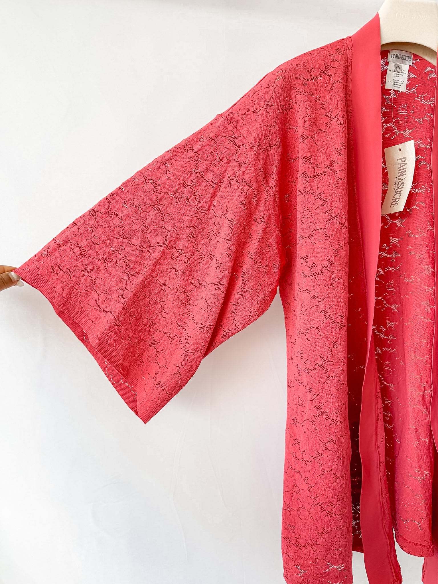 Pain De Sucre Blush Pink Lace Coverup Beach Robe Cardigan in Kyo