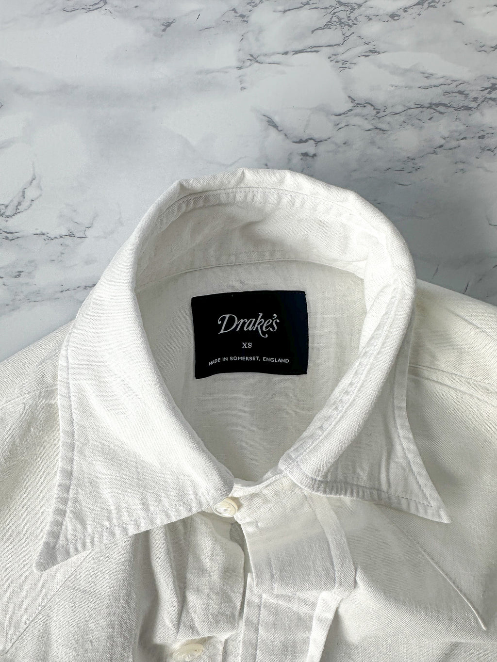 Drake's White Western Double Pocket Shirt