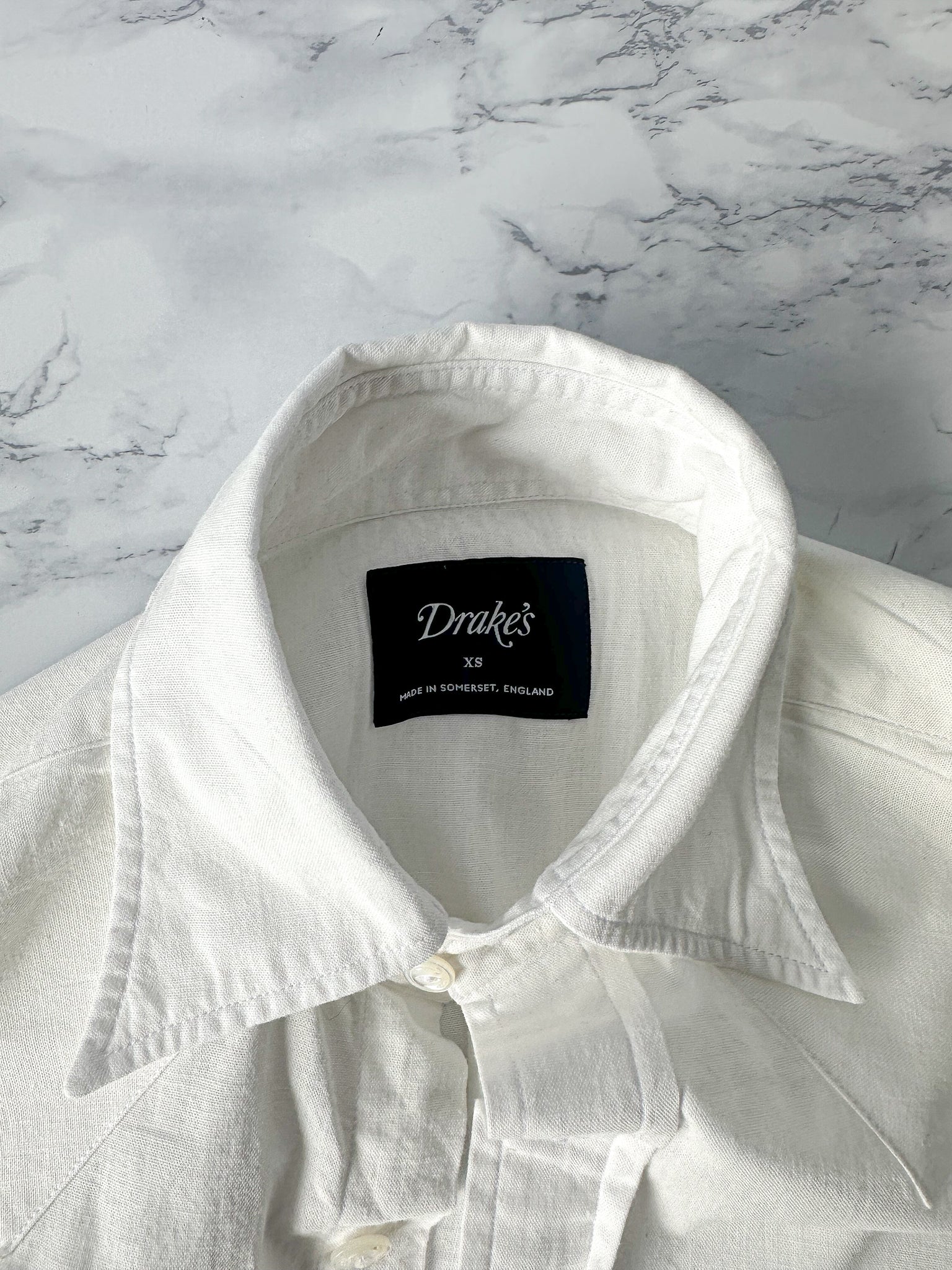 Drake's White Western Double Pocket Shirt