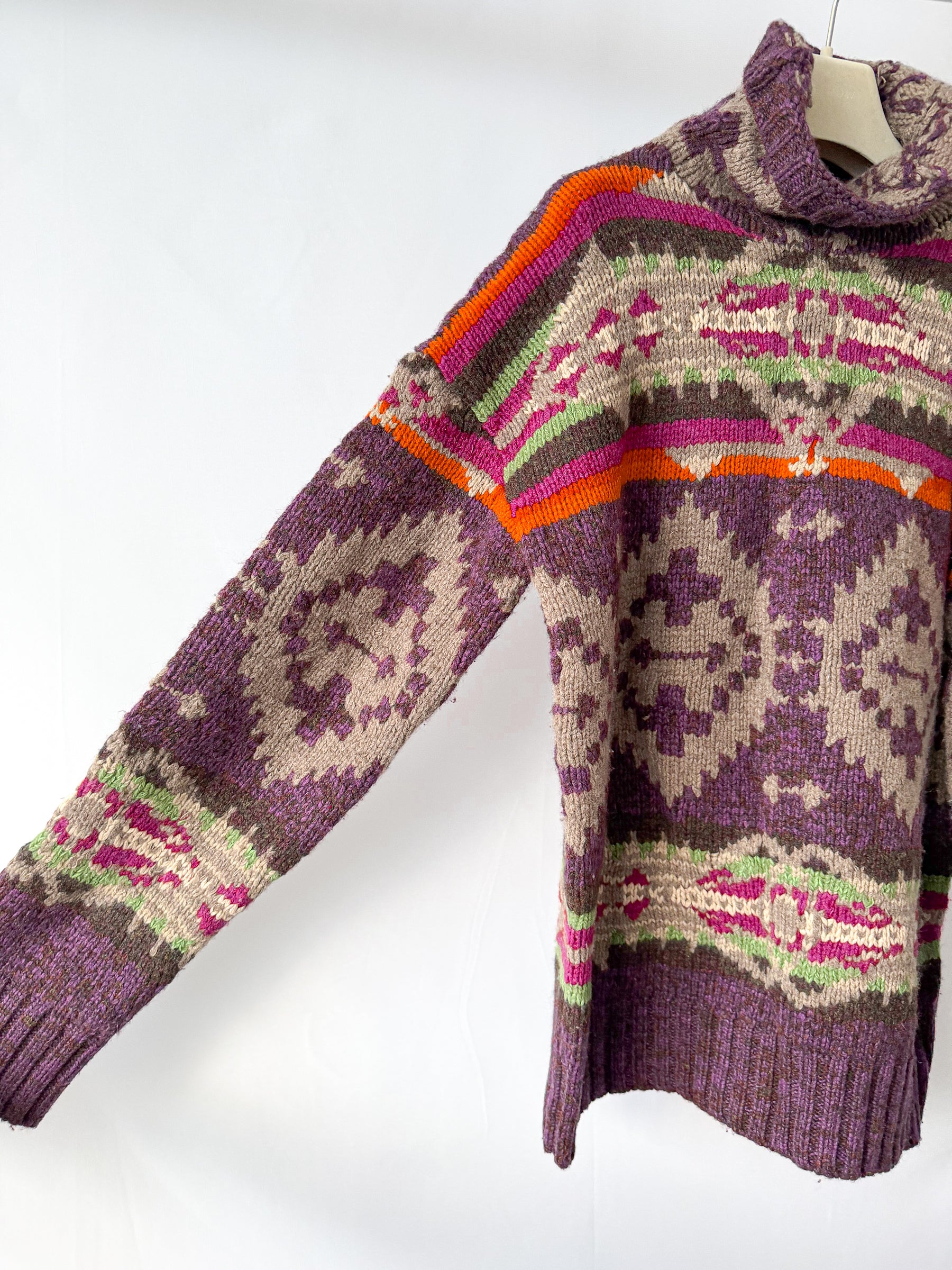 Polo Ralph Lauren Apres Ski Aztec Navajo Indian Wool Turtleneck Sweater Jumper