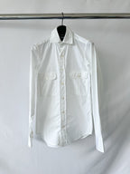 Drake's White Double Pocket Shirt Cotton Poplin