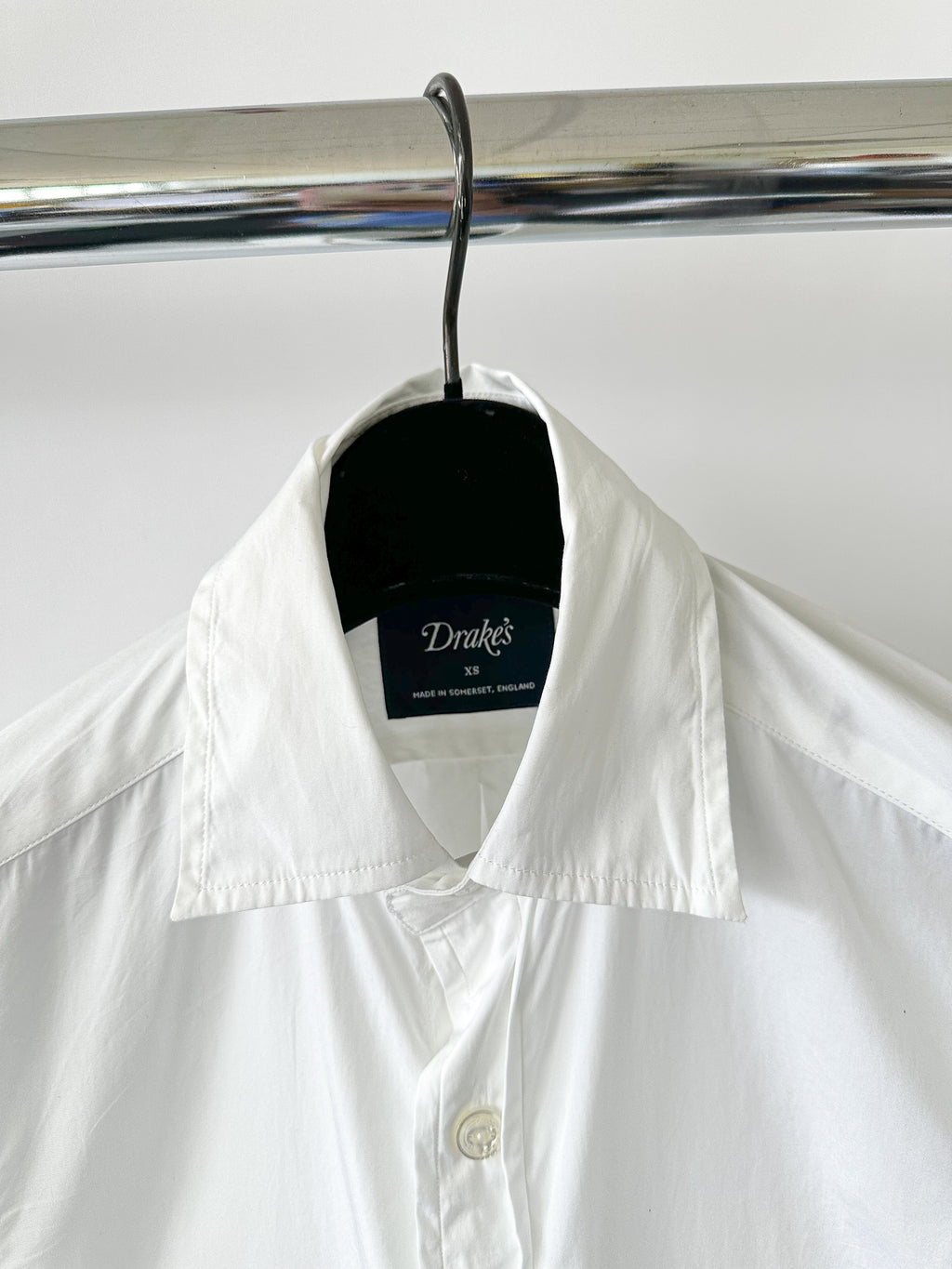Drake's White Double Pocket Shirt Cotton Poplin