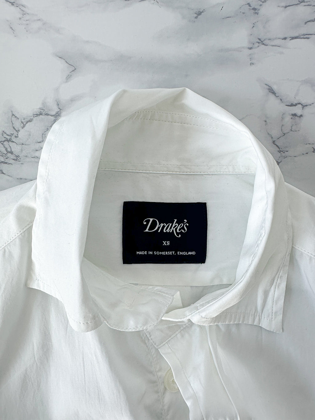 Drake's White Double Pocket Shirt Cotton Poplin