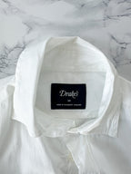Drake's White Double Pocket Shirt Cotton Poplin