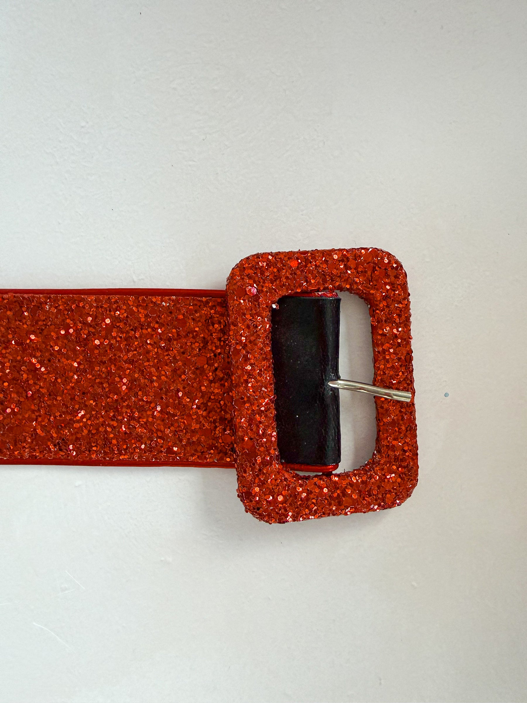 The Attico Red Glitter Embellished Ankle Strap Cuff