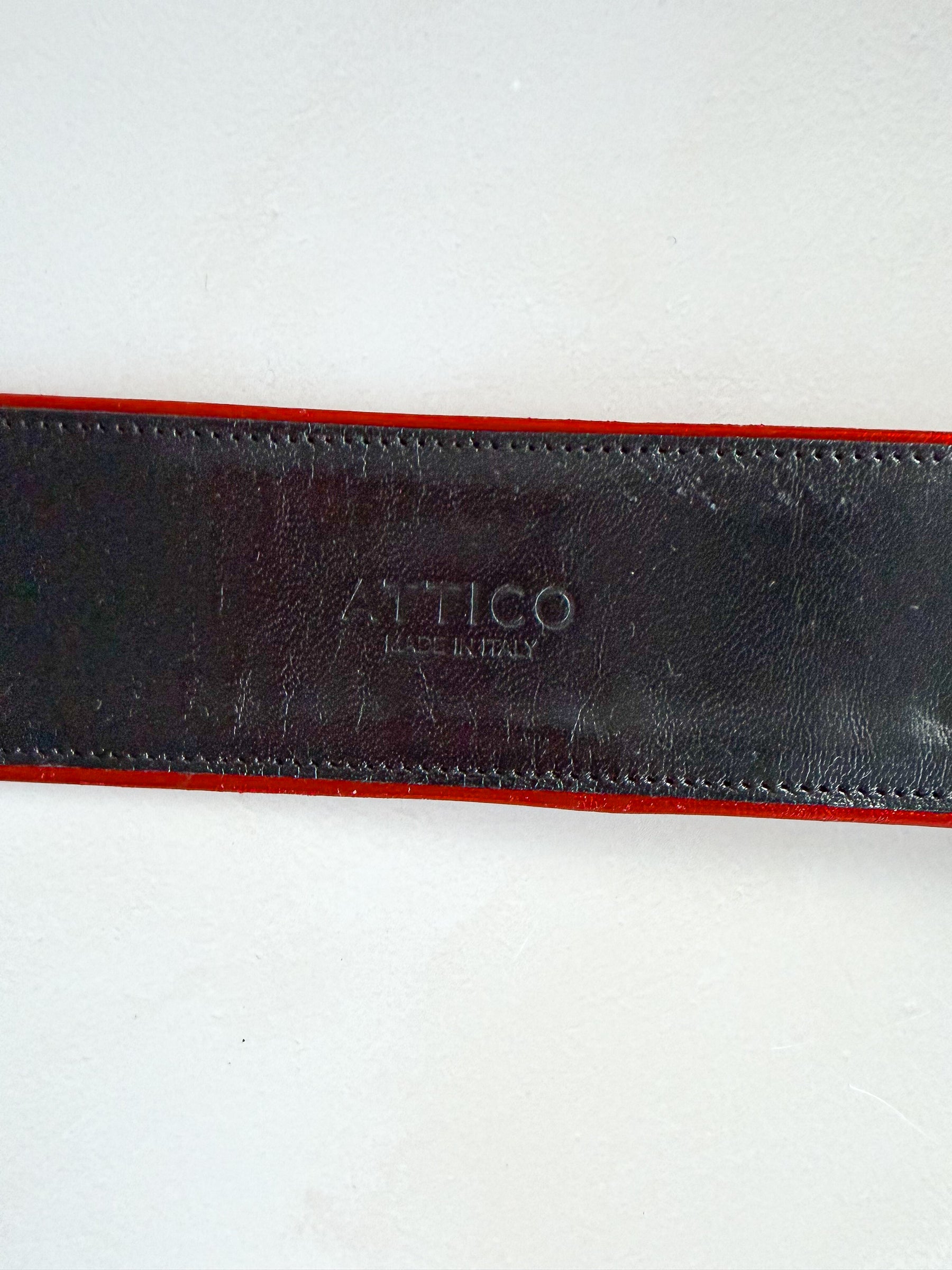 The Attico Red Glitter Embellished Ankle Strap Cuff