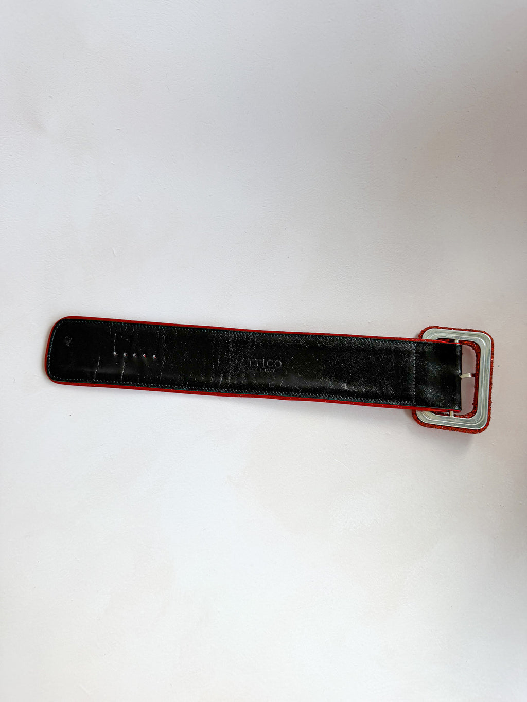 The Attico Red Glitter Embellished Ankle Strap Cuff