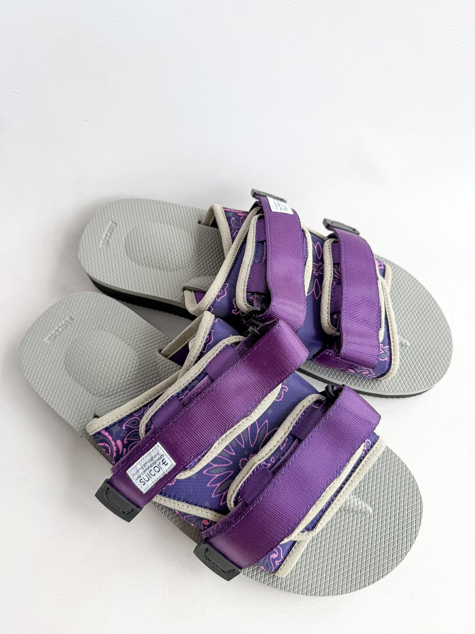 Suicoke Moto Cab Purple Paisley Sandals Sliders NO BOX