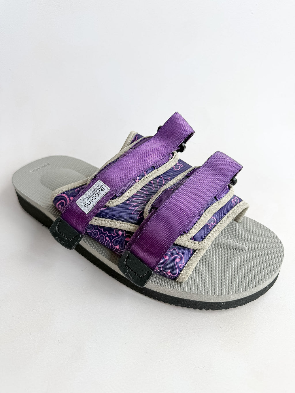 Suicoke Moto Cab Purple Paisley Sandals Sliders