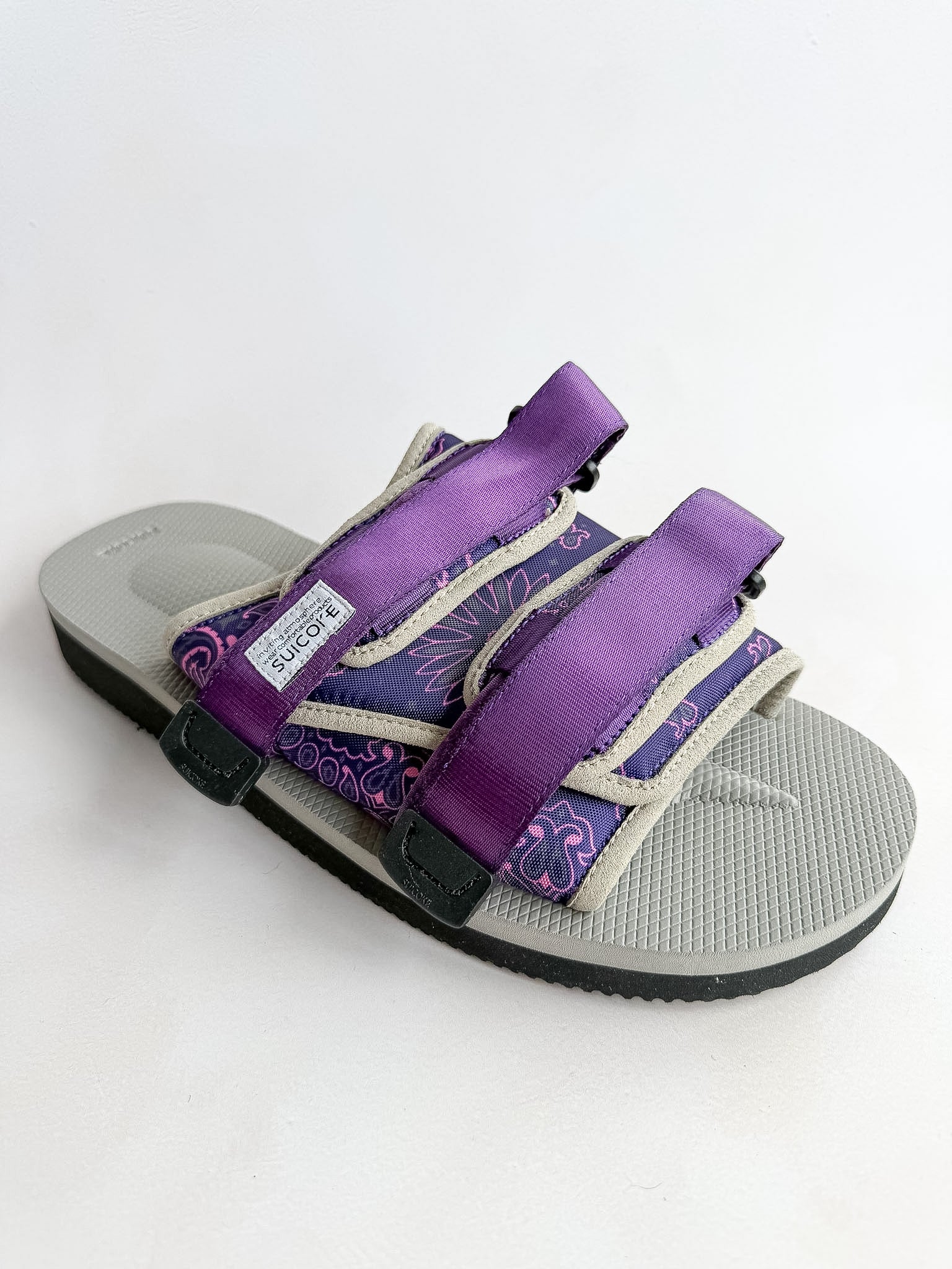 Suicoke Moto Cab Purple Paisley Sandals Sliders NO BOX