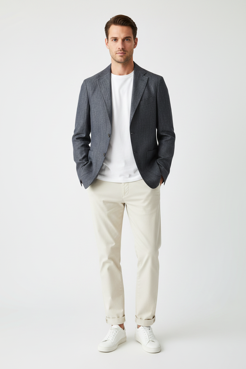 Navy Blue Cotton Linen Jacket
