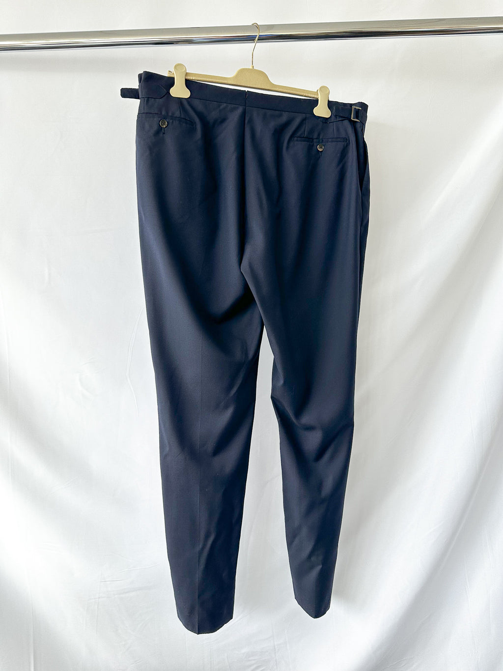 Drake's Navy Blue Wool Formal Trousers Pants