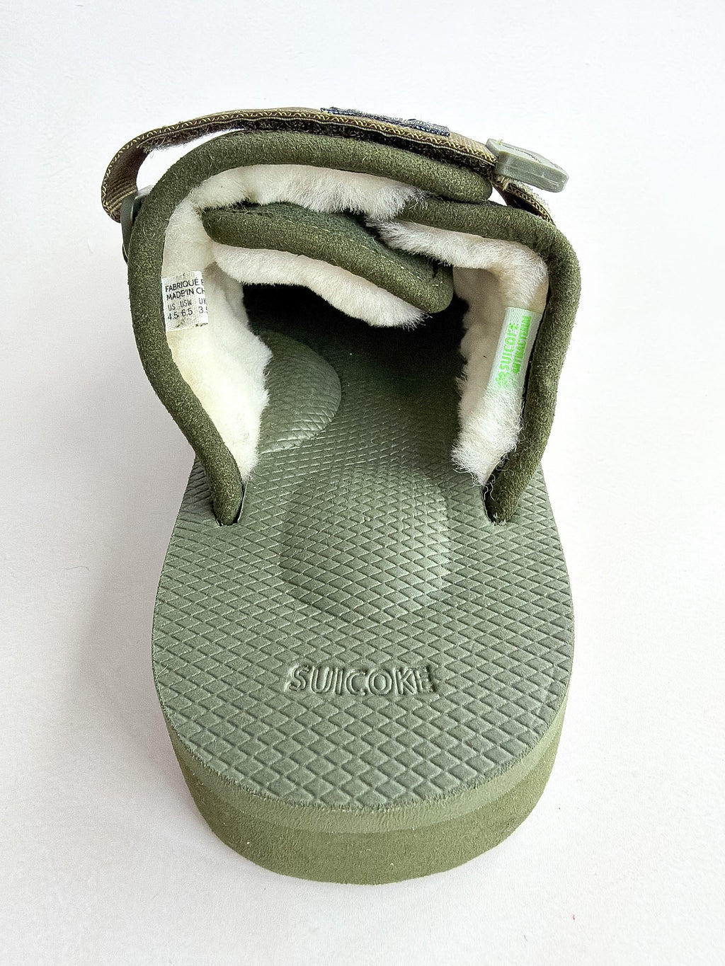 Suicoke Women's Green Zavo Shearling Slippers Sliders NO BOX