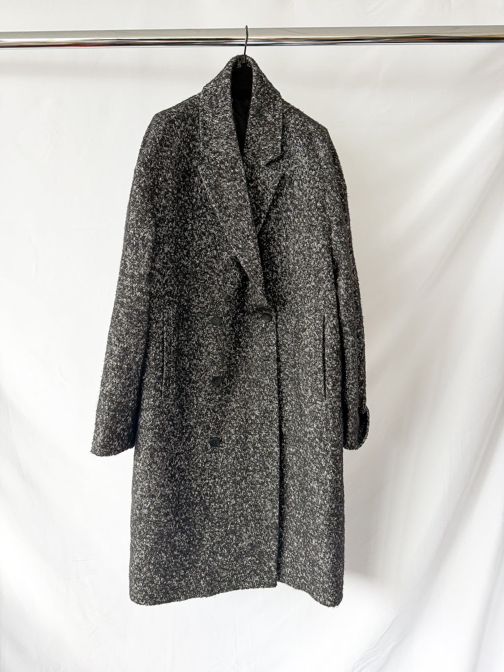 Calvin Klein Boucle Wool Blend Black Coat