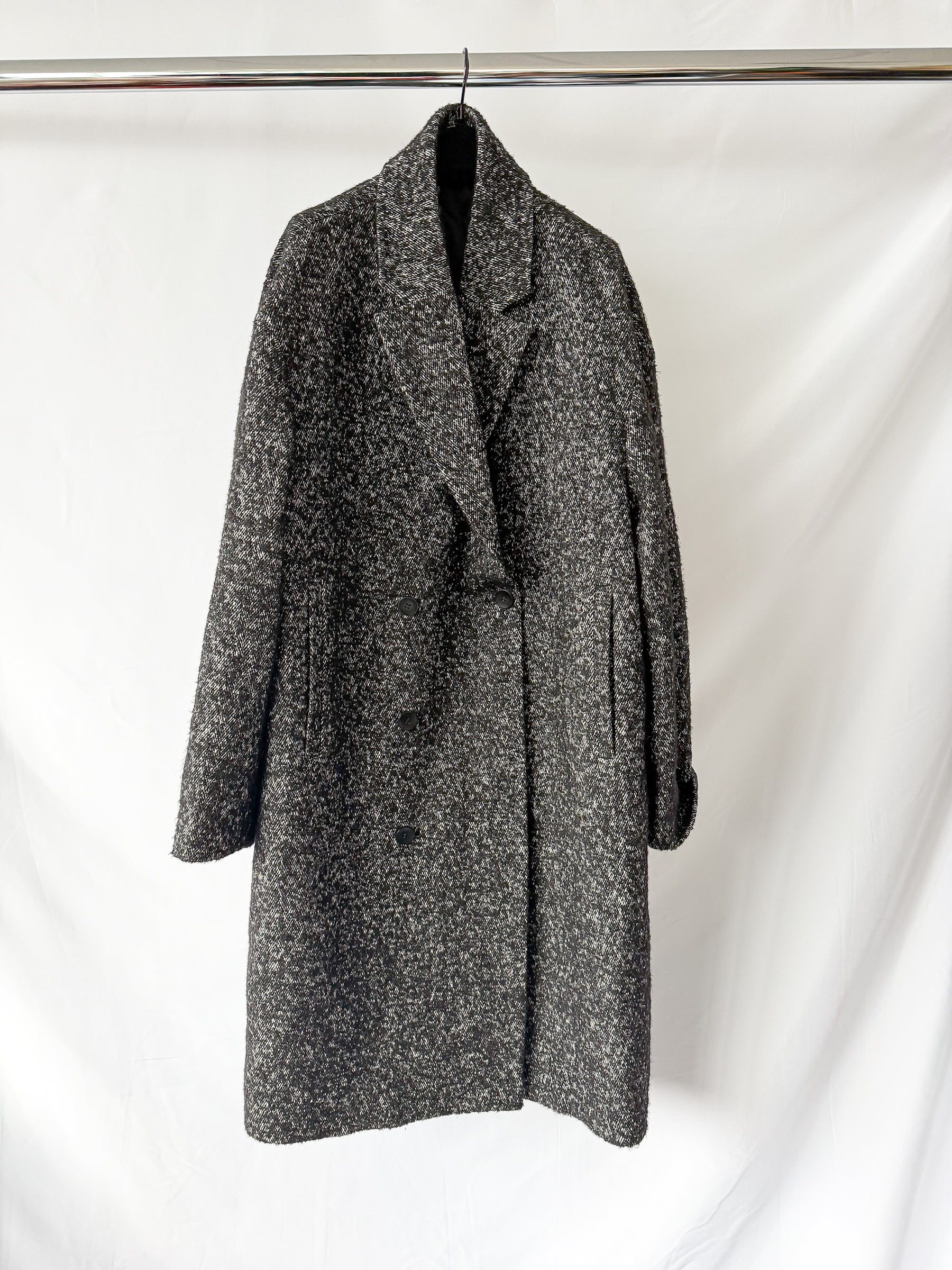 Calvin Klein Boucle Wool Blend Black Coat