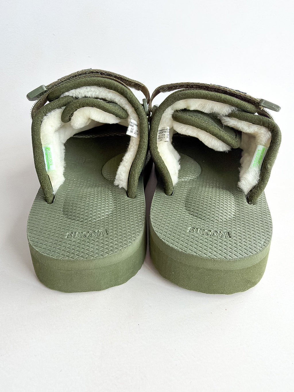 Suicoke Women's Green Zavo Shearling Slippers Sliders NO BOX