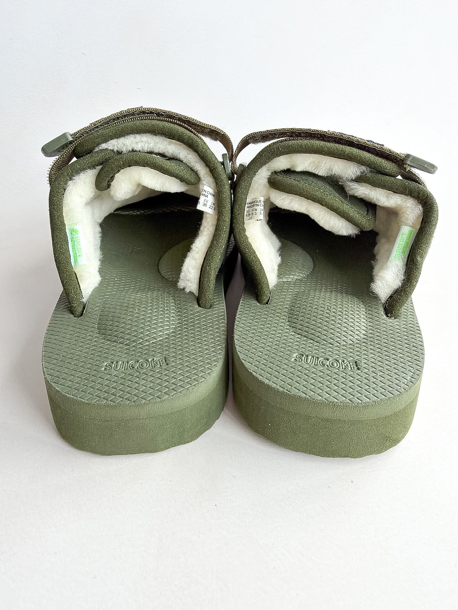 Suicoke Women's Green Zavo Shearling Slippers Sliders NO BOX