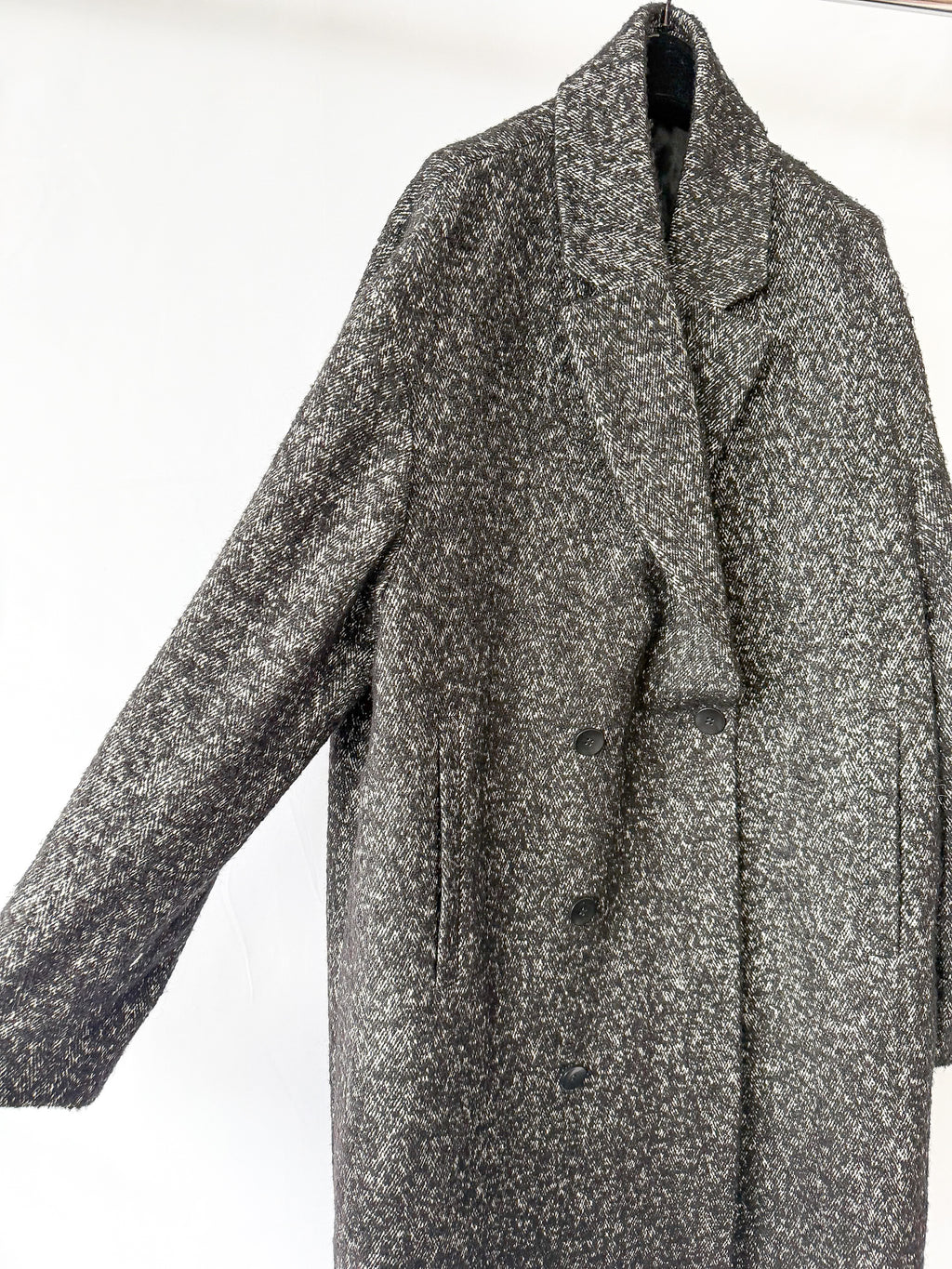 Calvin Klein Boucle Wool Blend Black Coat