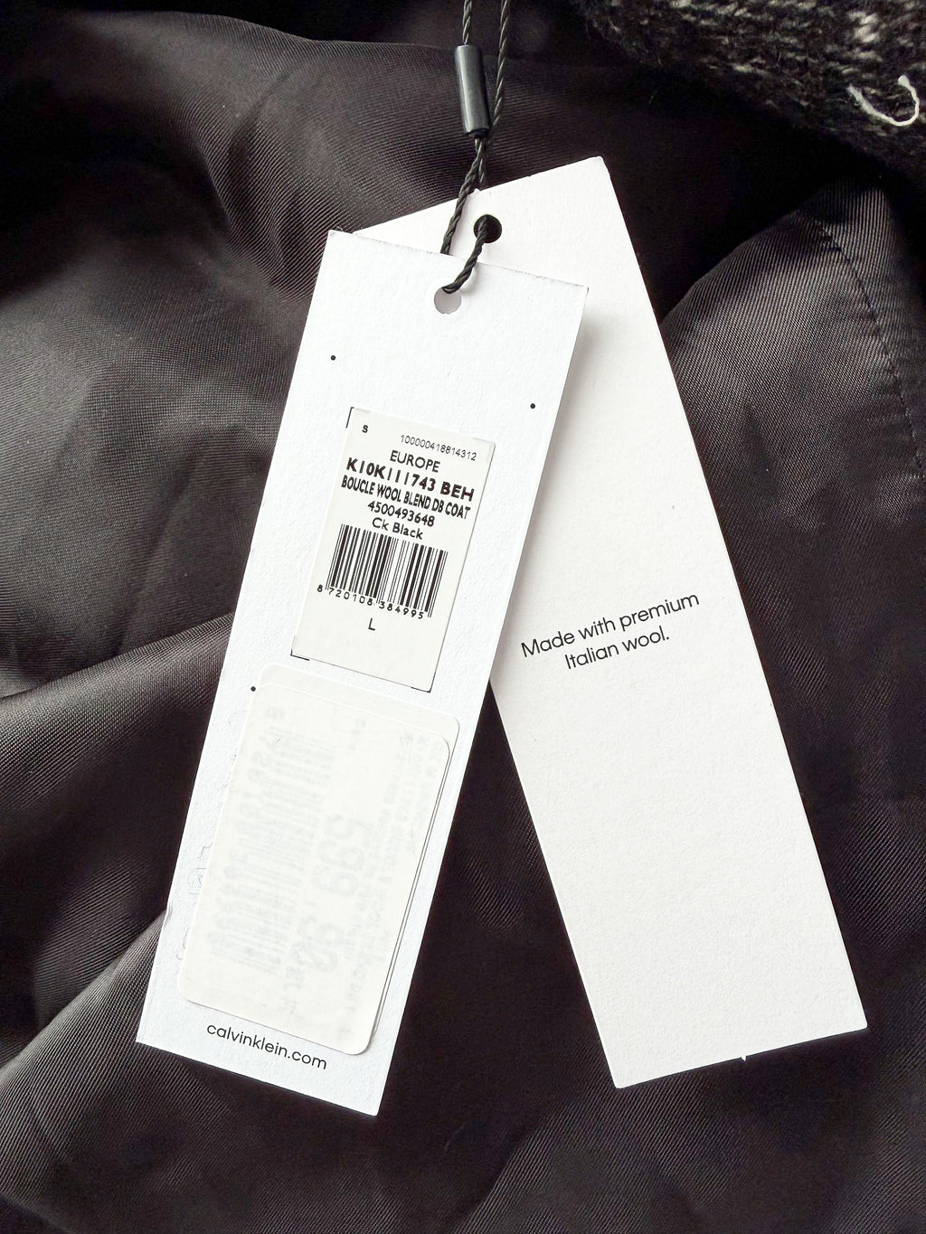 Calvin Klein Boucle Wool Blend Black Coat