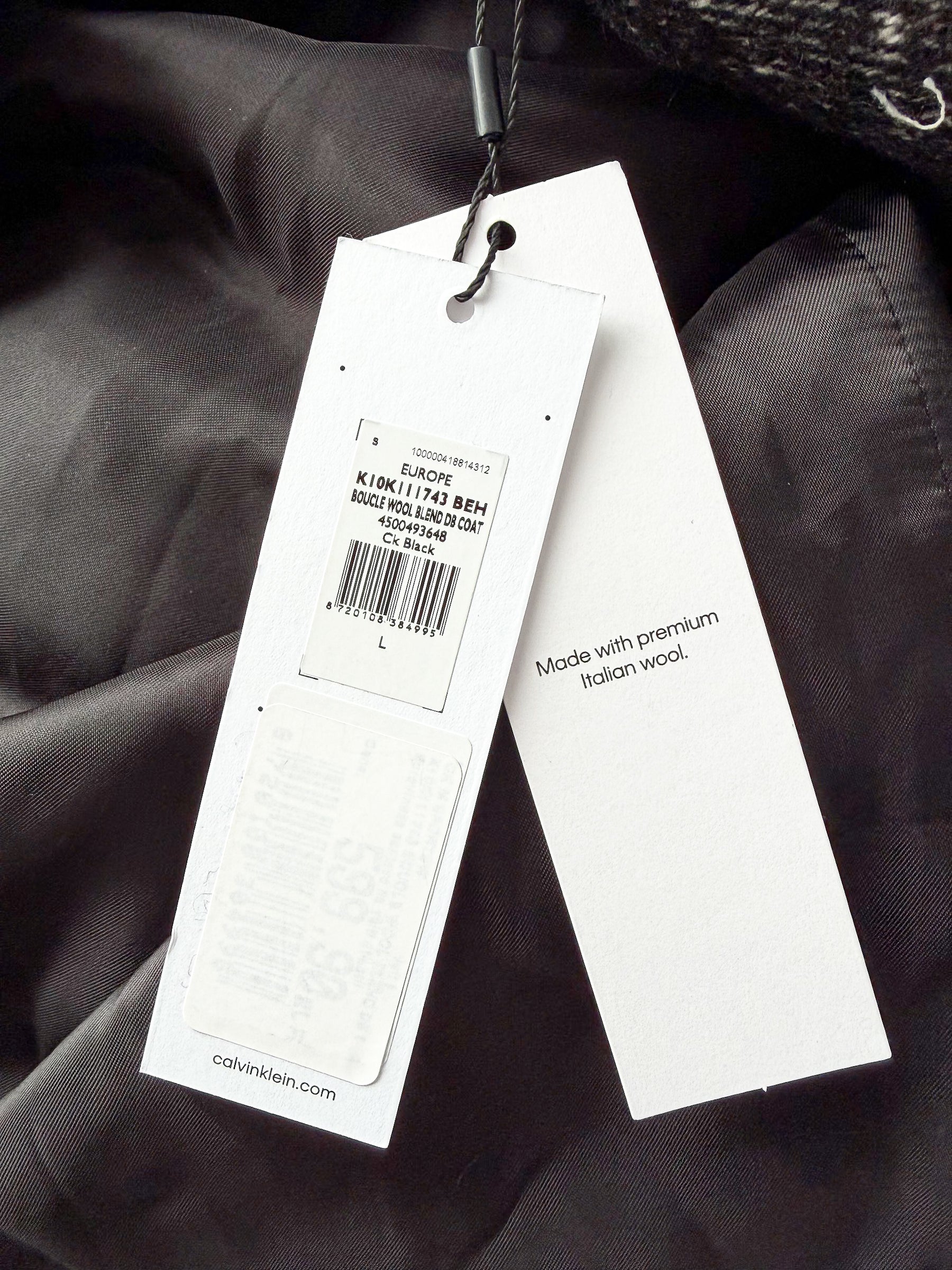 Calvin Klein Boucle Wool Blend Black Coat