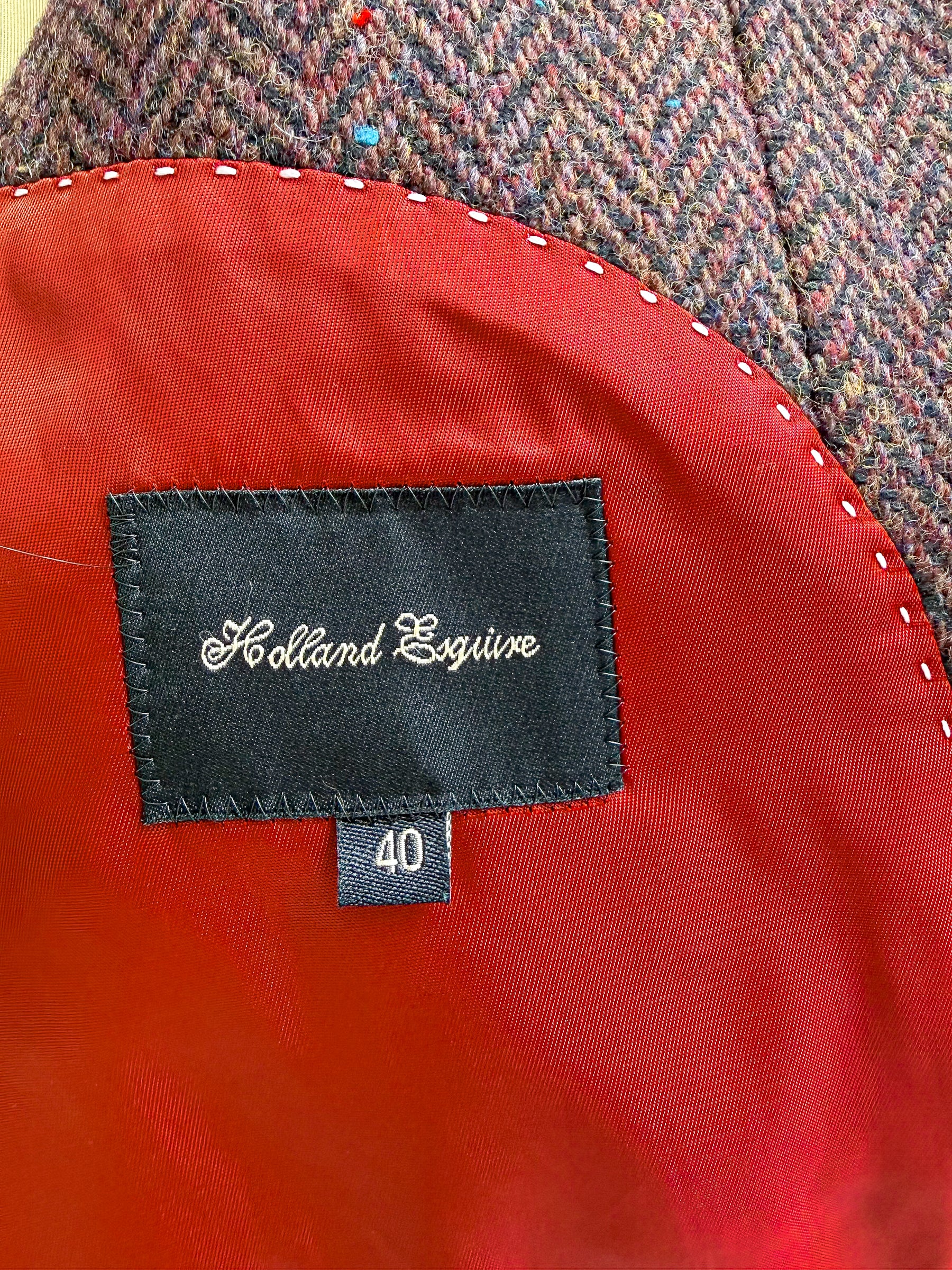 Holland Esquire Herringbone Tweed Raglan Sleeve Wool Coat