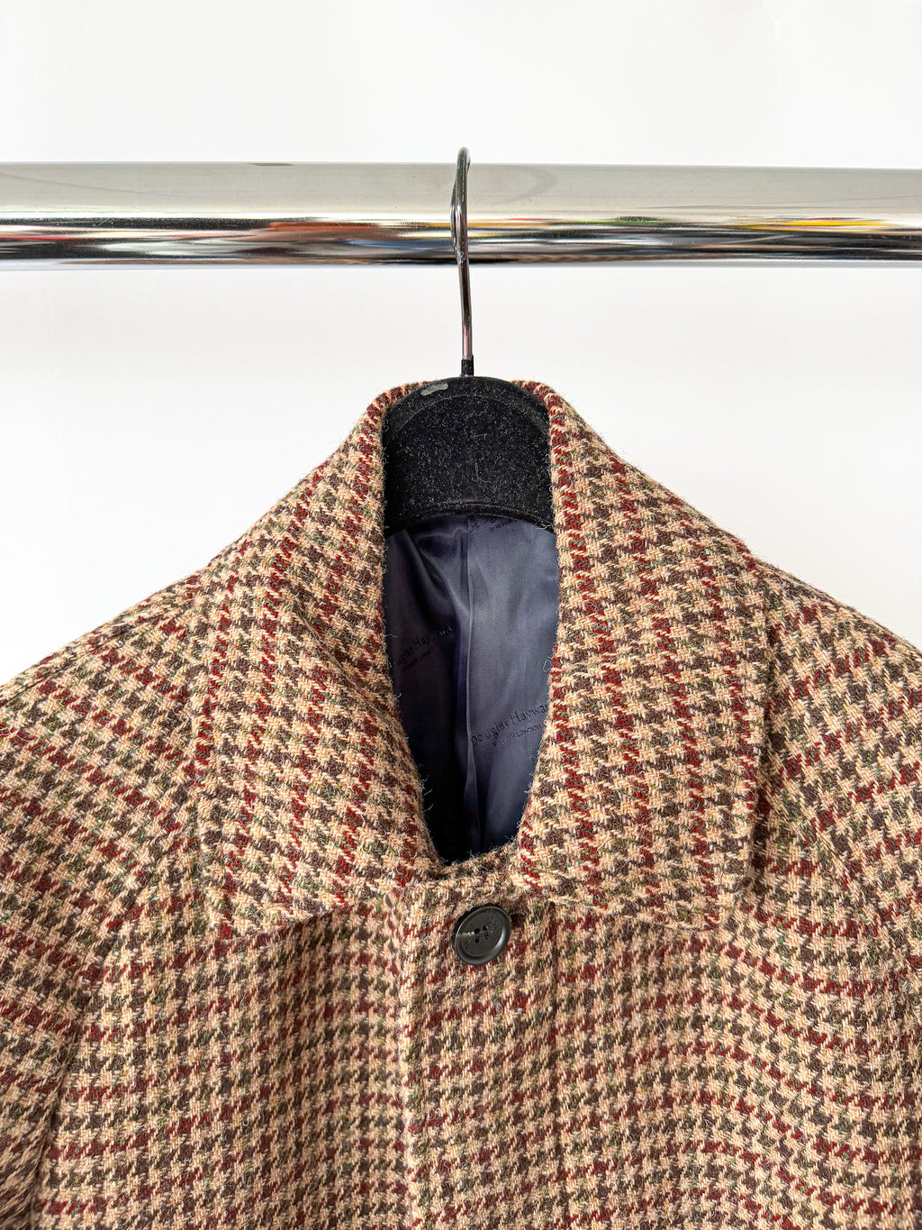 Douglas Hayward Raglan Sleeve Harris Tweed Houndstooth Print Coat