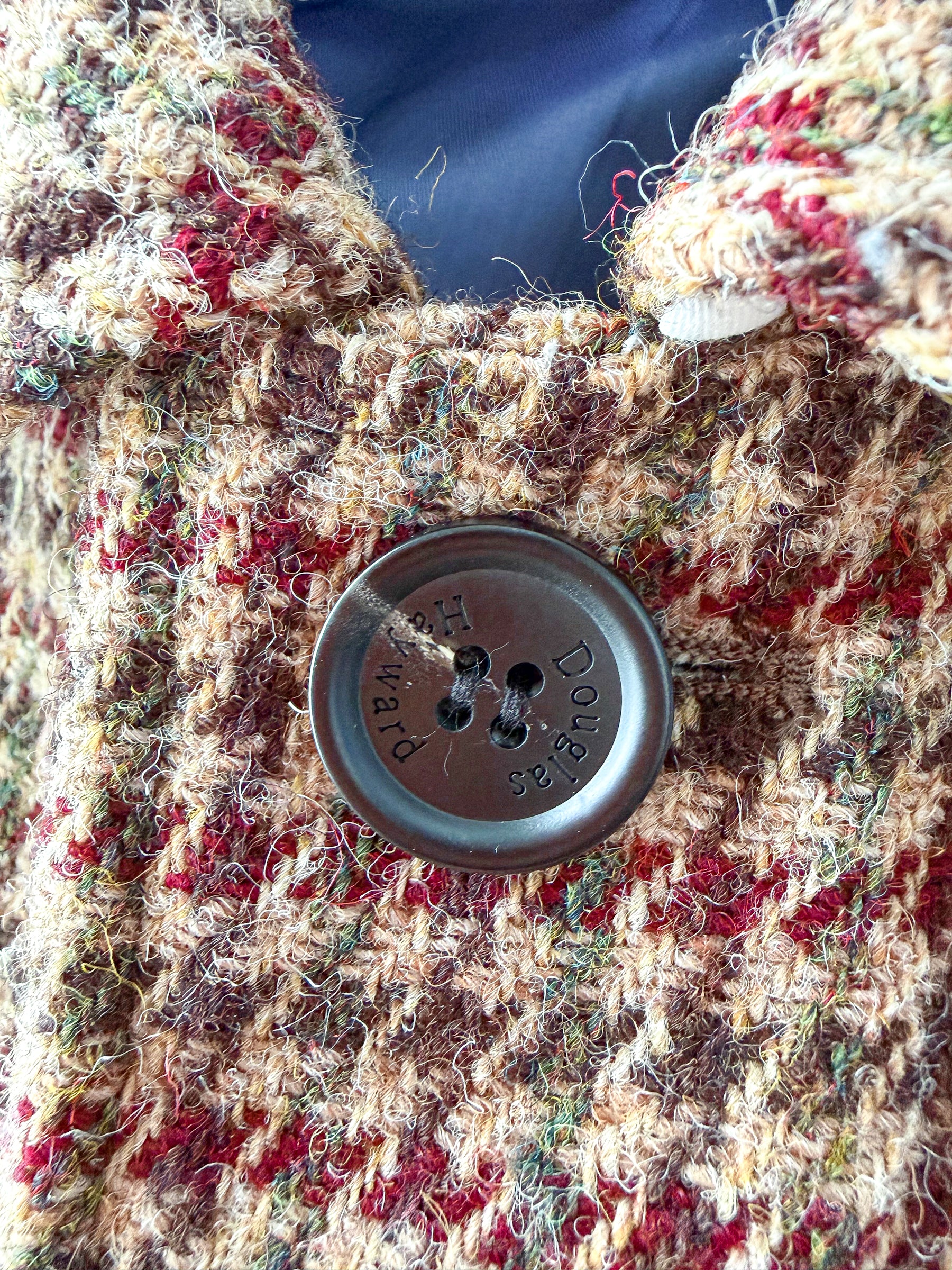 Douglas Hayward Raglan Sleeve Harris Tweed Houndstooth Print Coat