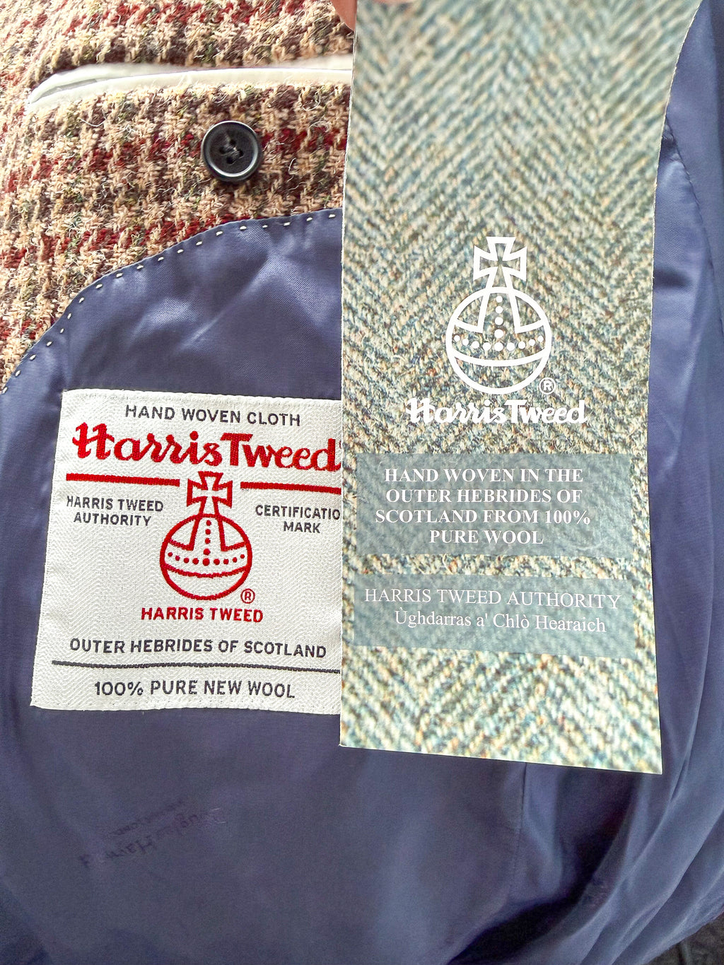 Douglas Hayward Raglan Sleeve Harris Tweed Houndstooth Print Coat