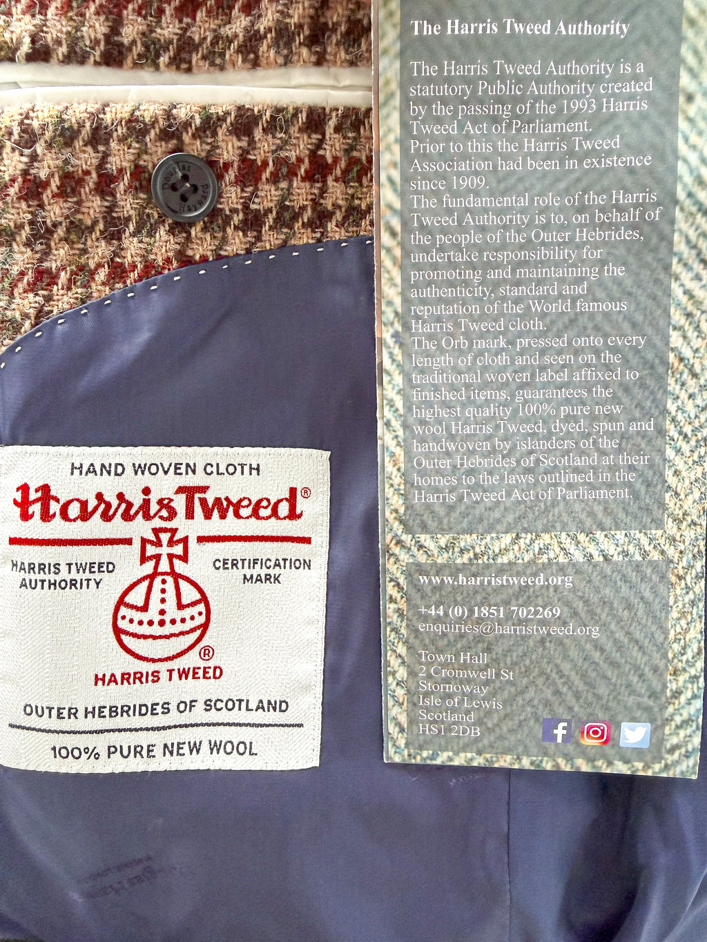 Douglas Hayward Raglan Sleeve Harris Tweed Houndstooth Print Coat