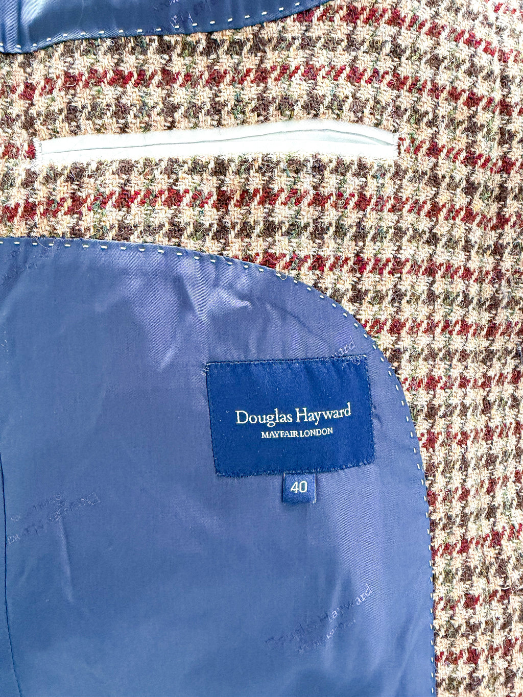 Douglas Hayward Raglan Sleeve Harris Tweed Houndstooth Print Coat