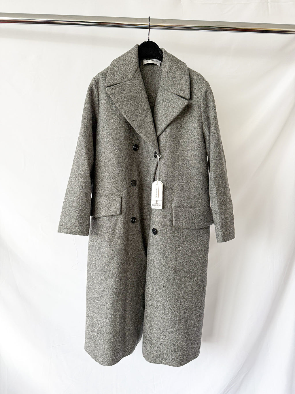 Barena Grey Double Breasted Gazabin Granelo Coat