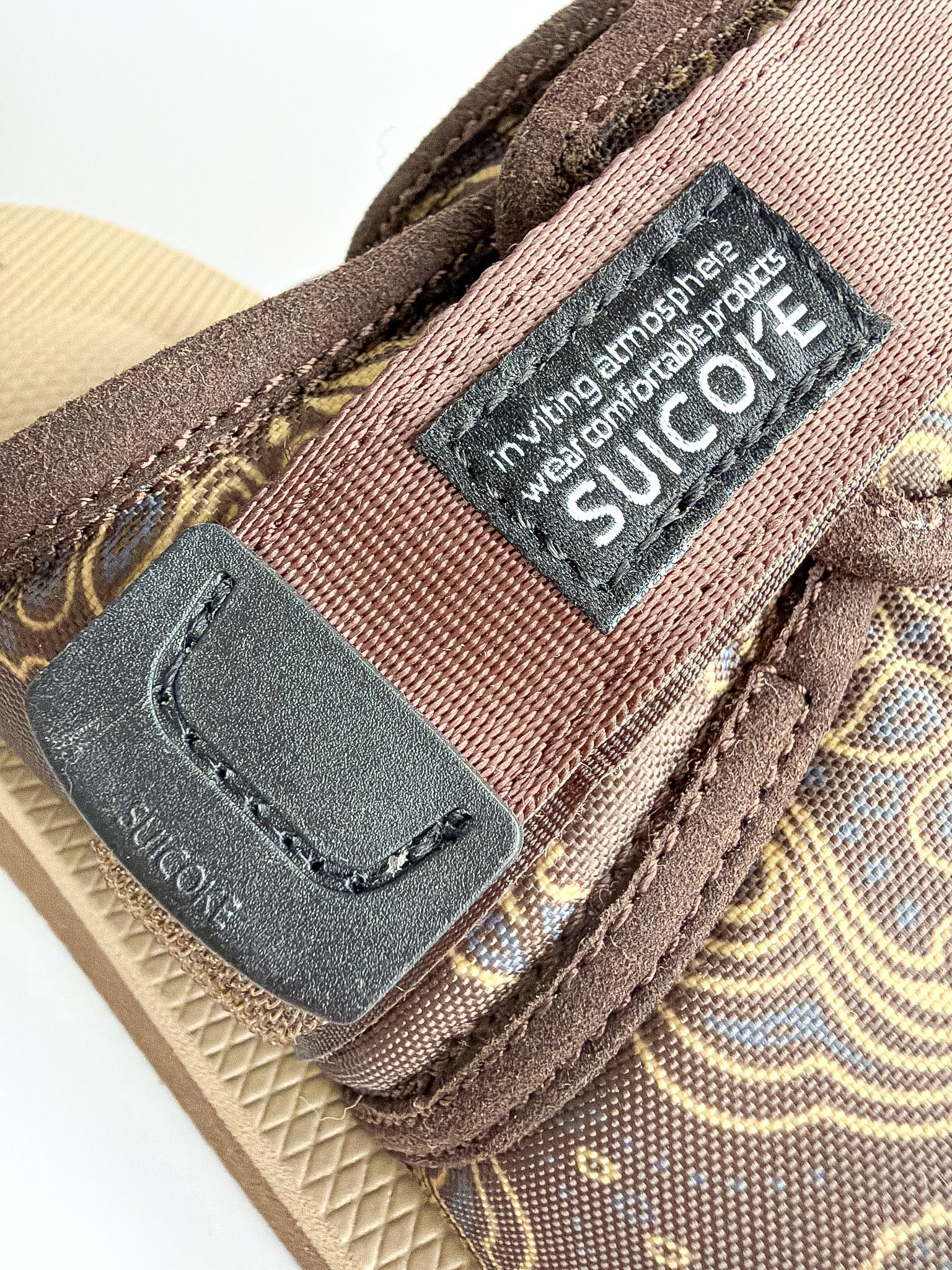 Suicoke Zavo Cab Brown Paisley Slip On Strap Mule Sandals