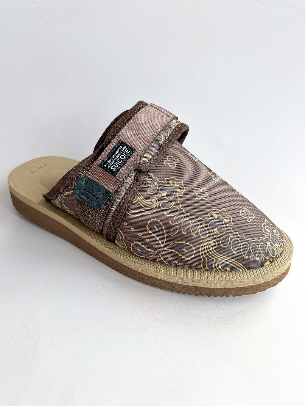 Suicoke Zavo Cab Brown Paisley Slip On Strap Mule Sandals