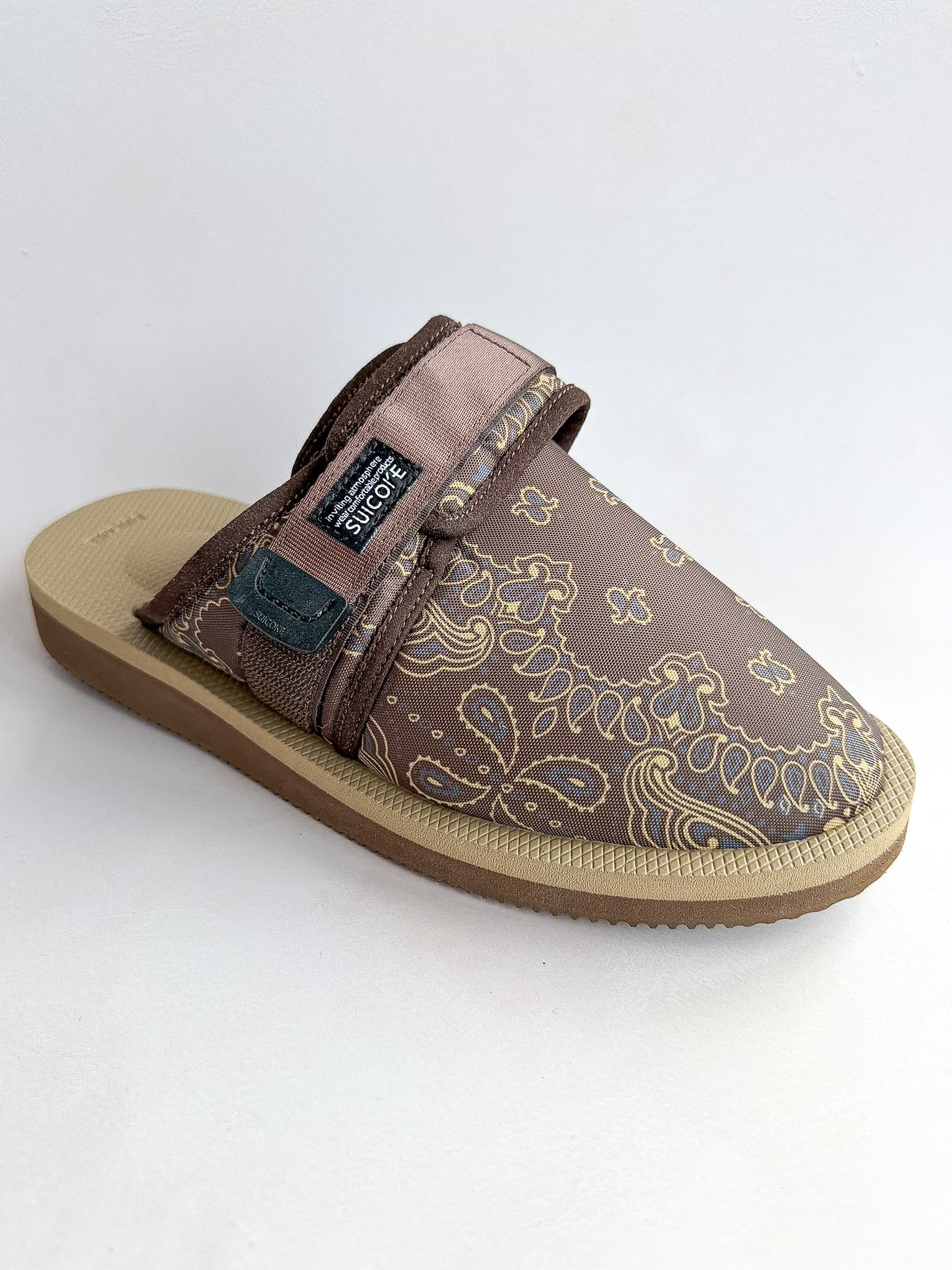 Suicoke Zavo Cab Brown Paisley Slip On Strap Mule Sandals