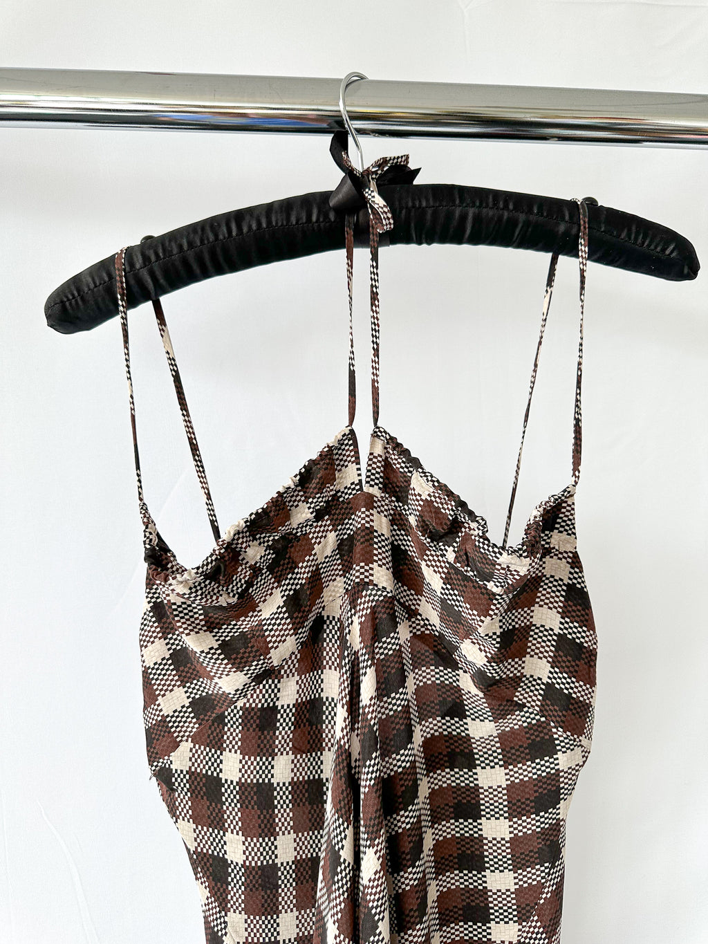 Bec + Bridge Chiara Tie Basket Weave Check Midi Dress