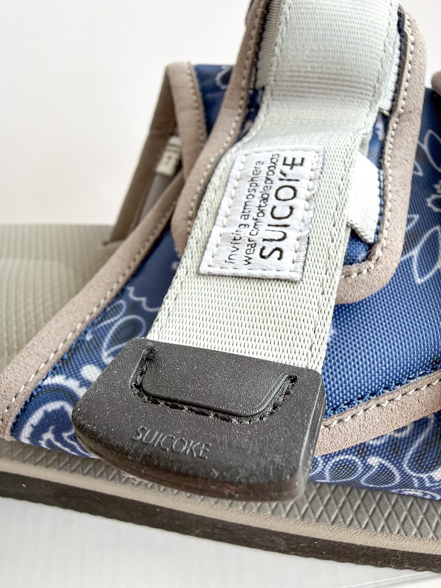 Suicoke Moto Cab Blue Paisley Sandals Sliders
