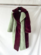 Jakke Katie Faux-Fur Colourblock Midi Coat