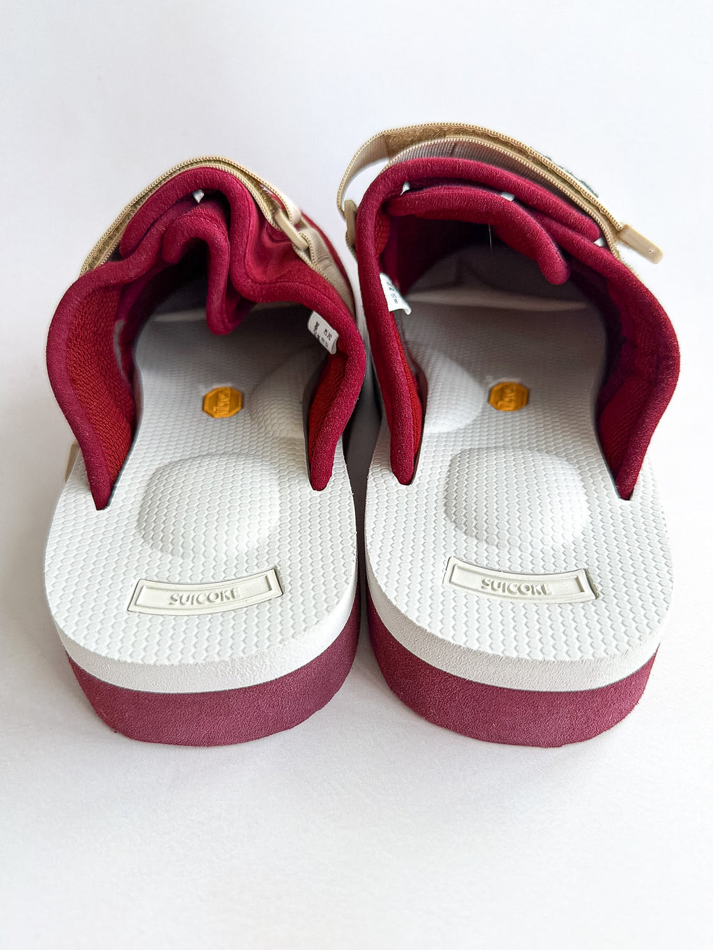Suicoke Zavo Cab Red Suede Slip On Strap Mule Sandals
