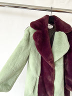 Jakke Katie Faux-Fur Colourblock Midi Coat