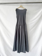 St Agni Grey Poplin Bateau Cut Out Dress