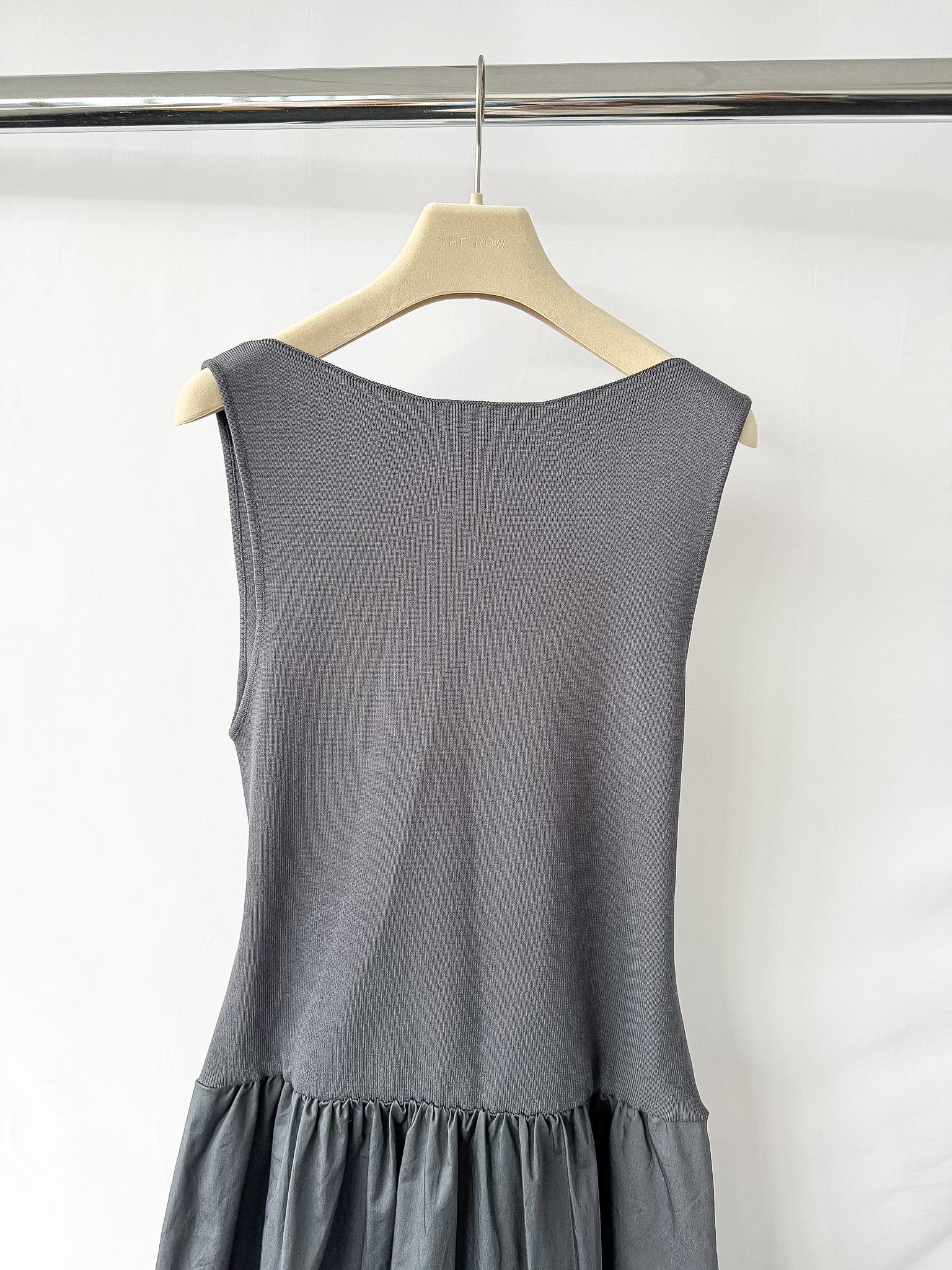 St Agni Grey Poplin Bateau Cut Out Dress