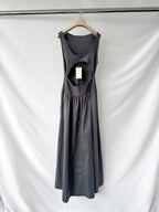 St Agni Grey Poplin Bateau Cut Out Dress