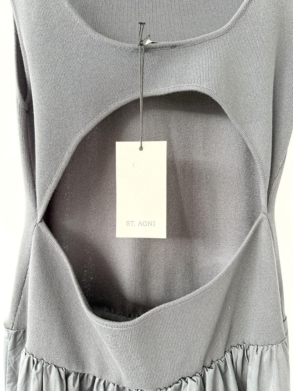 St Agni Grey Poplin Bateau Cut Out Dress