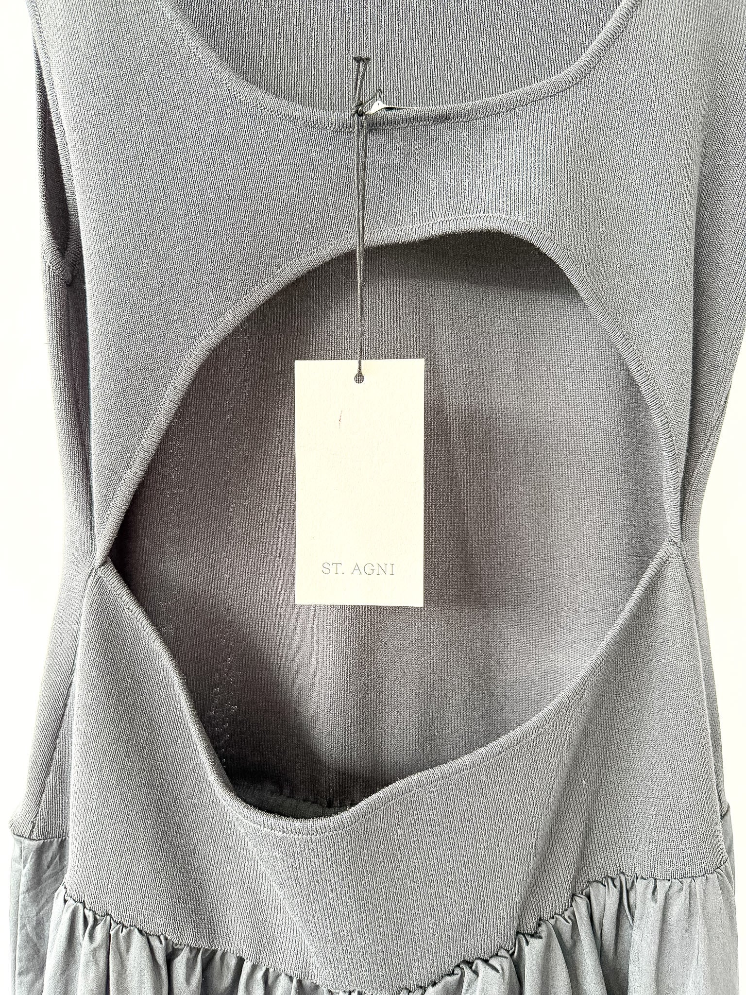 St Agni Grey Poplin Bateau Cut Out Dress