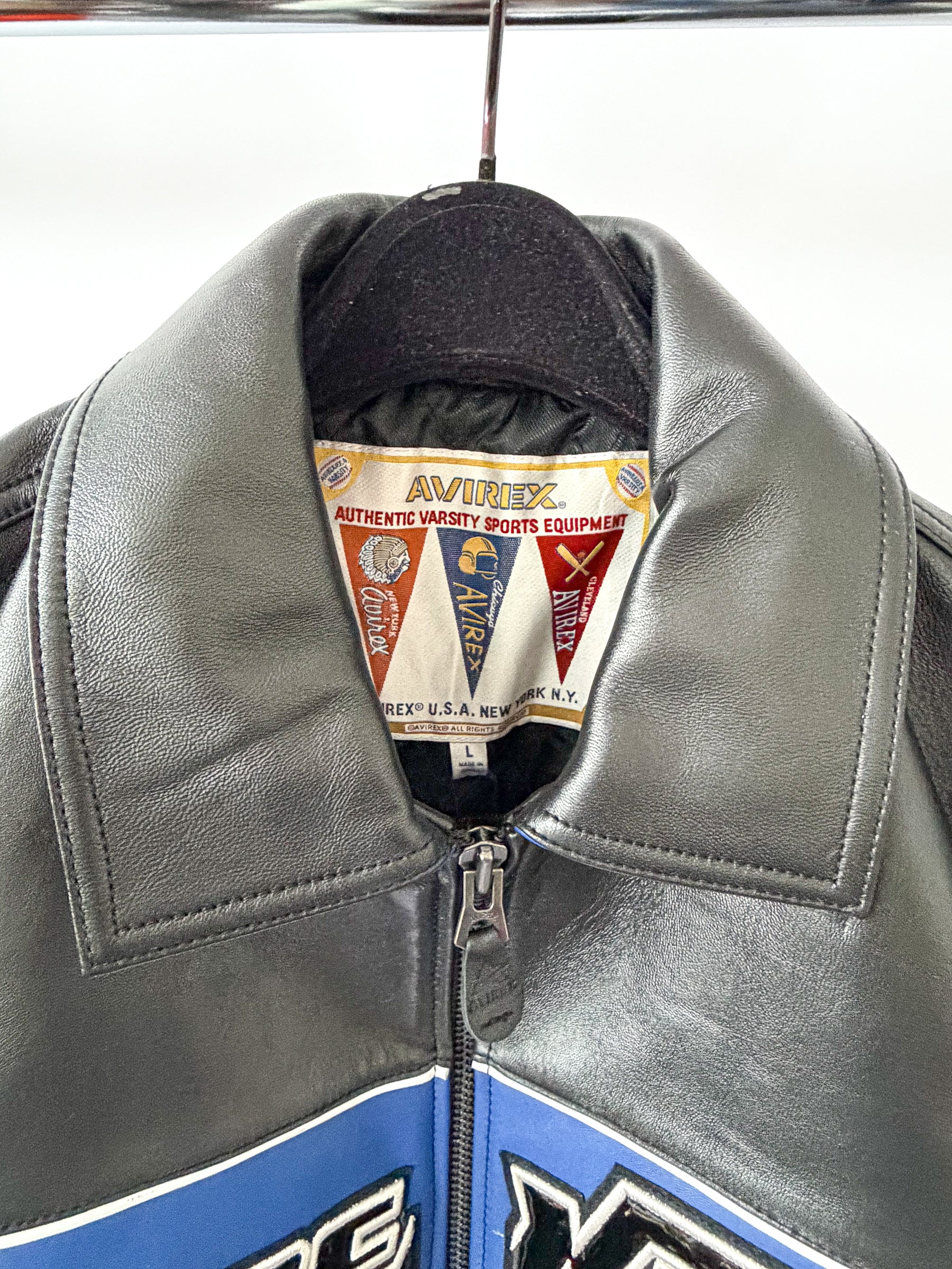 AVIREX Black Spider Leather Racer Jacket