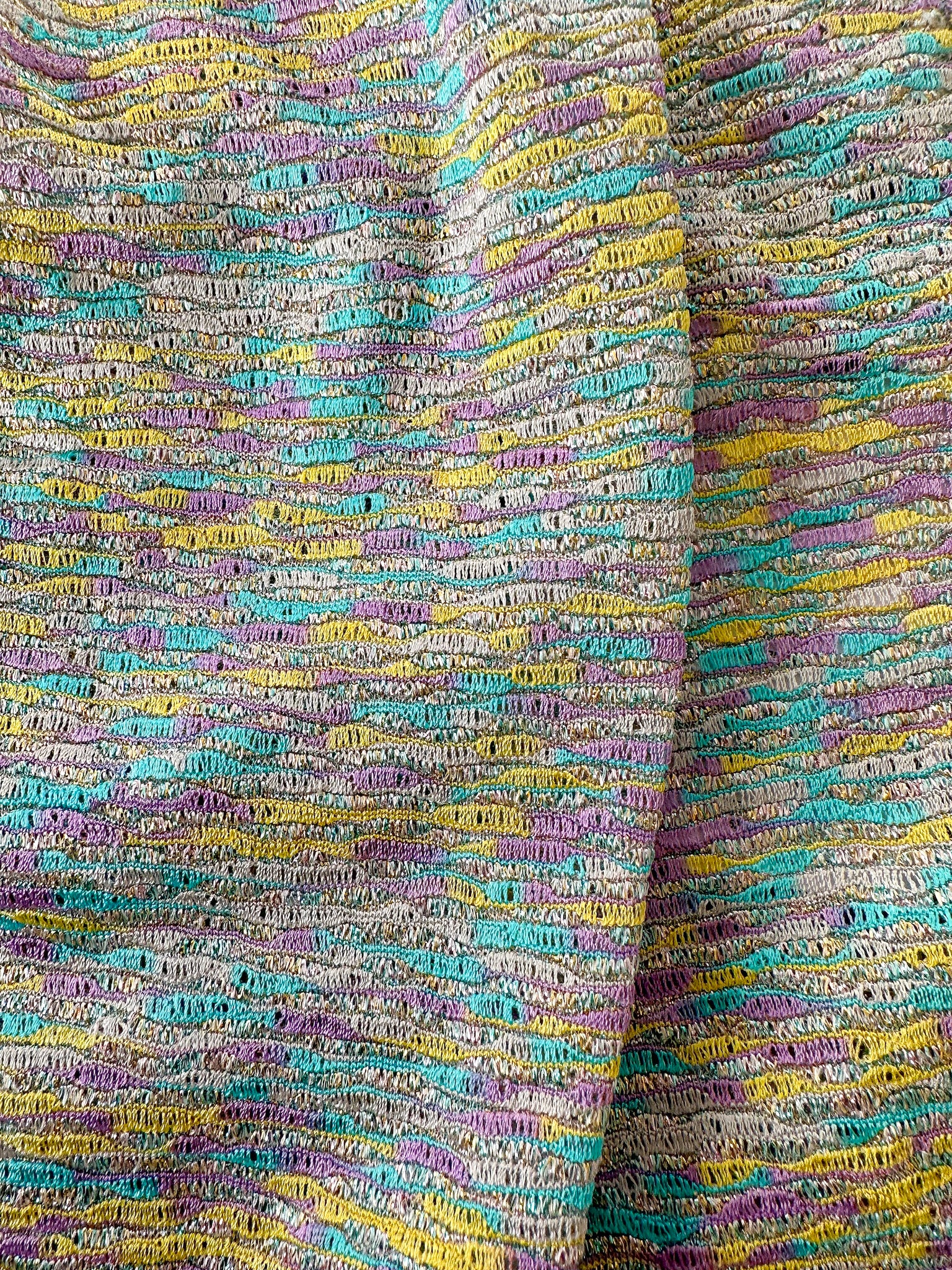 M Missoni Purple Yellow Turquoise Striped Metallic Shorts