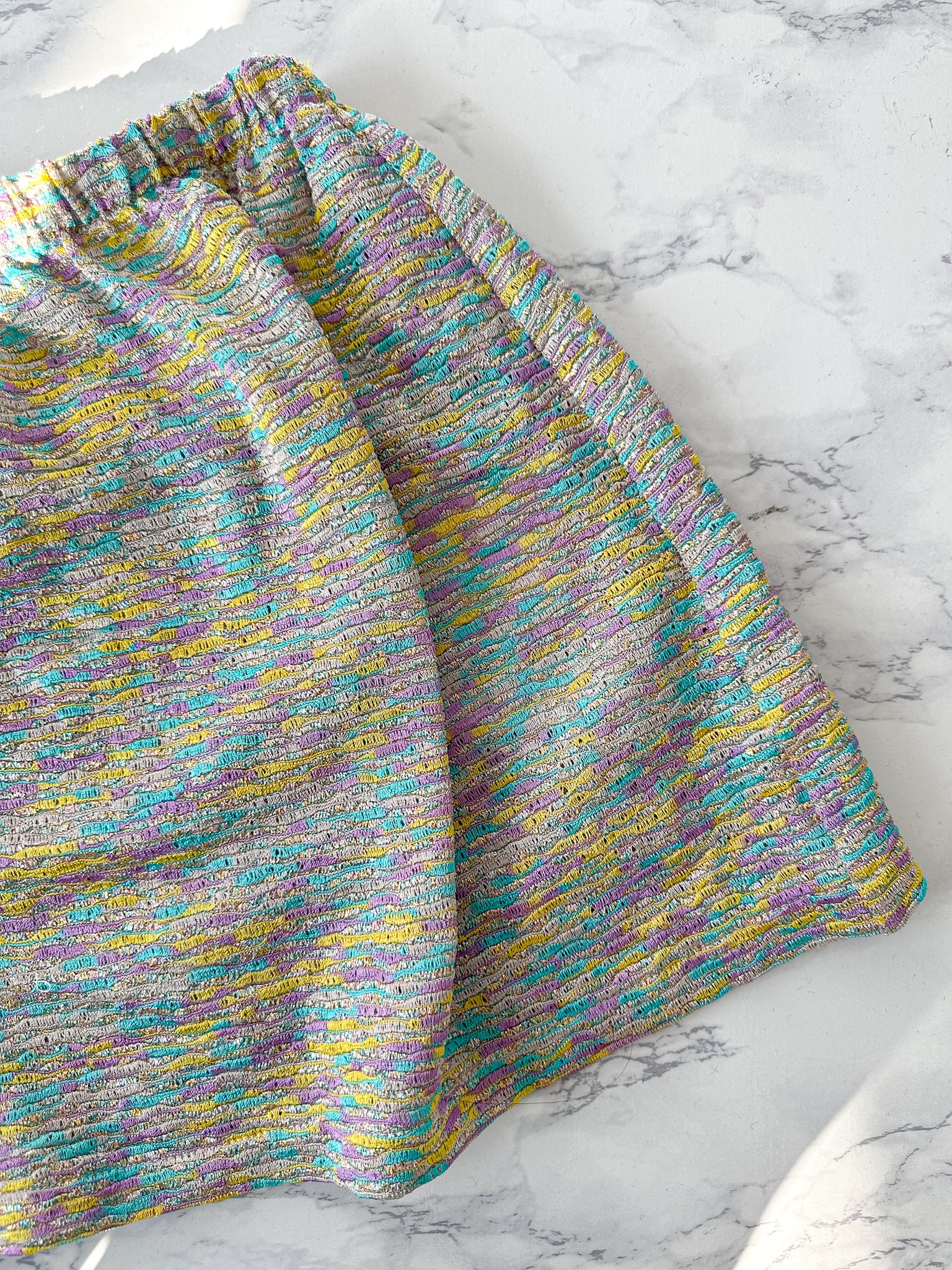 M Missoni Purple Yellow Turquoise Striped Metallic Shorts