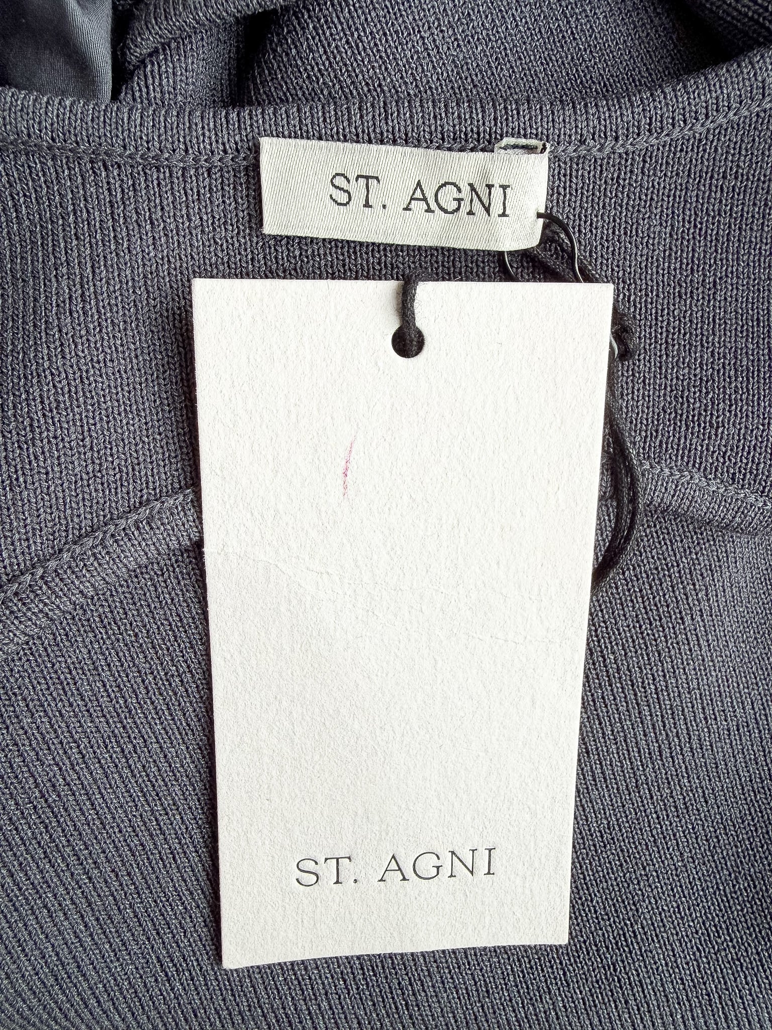 St Agni Grey Poplin Bateau Cut Out Dress