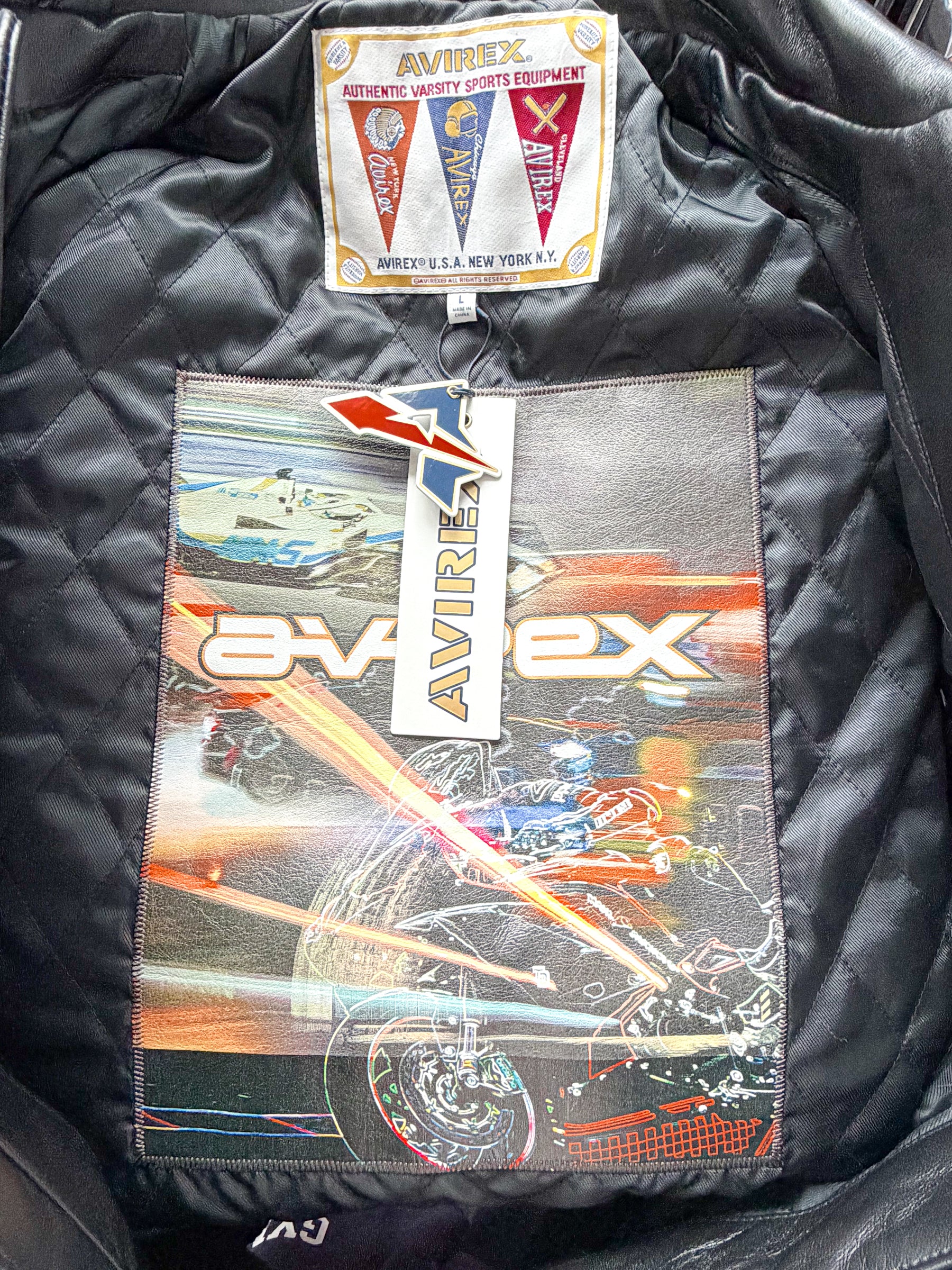 AVIREX Black Spider Leather Racer Jacket