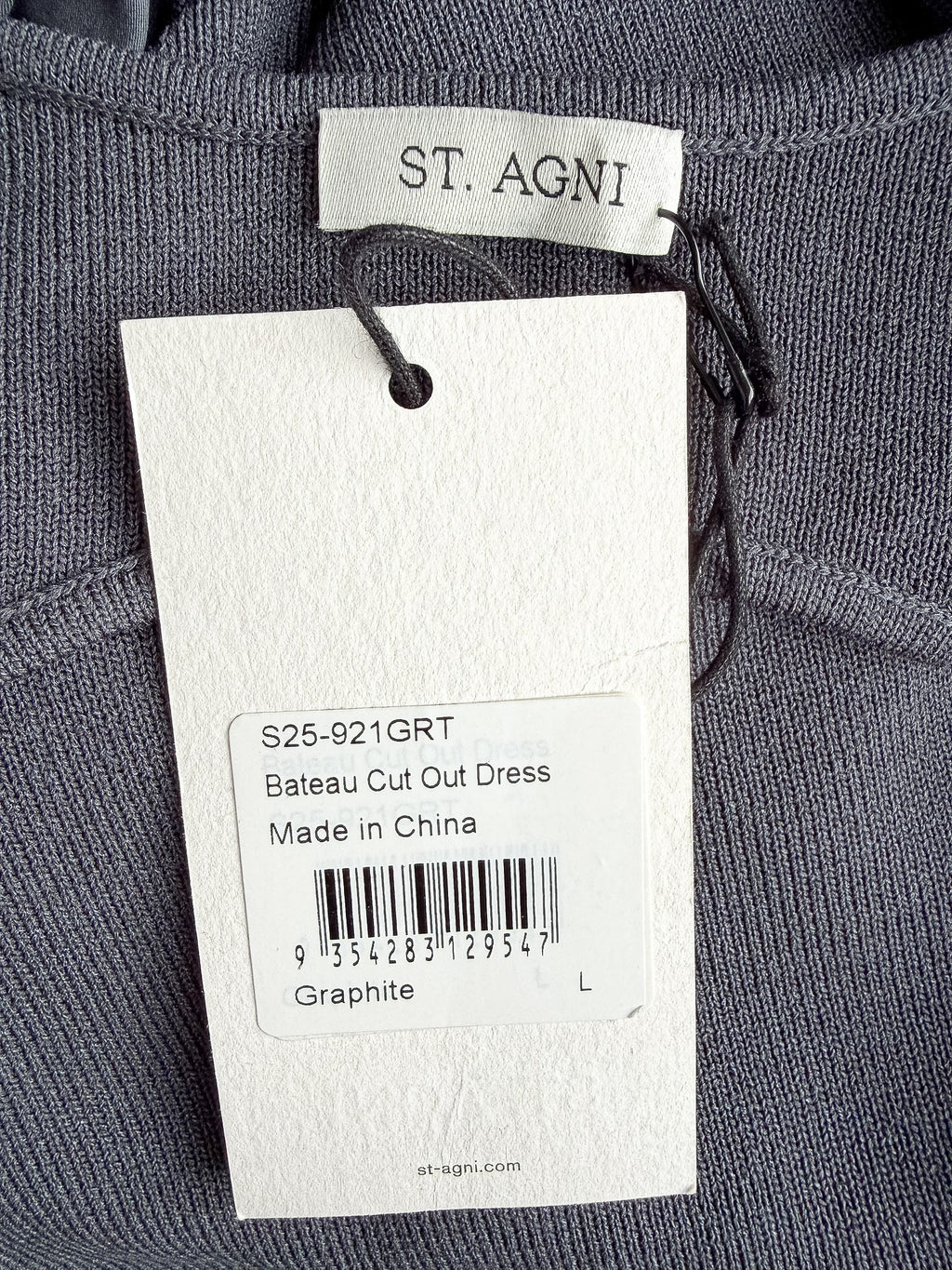 St Agni Grey Poplin Bateau Cut Out Dress